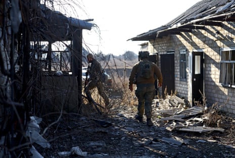 A Ukrainian serviceman near the frontline of Vuhledar.