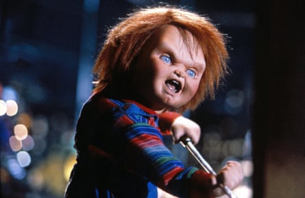 Chucky shows his teeth in Child’s Play.