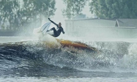 Kelly Slater rides his wave machine at the Surf Ranch last year.