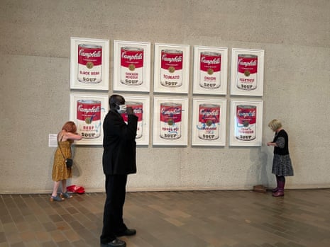 Stop Fossil Fuel Subsidies Support scrawl across Andy Warhol’s ‘Campbell’s Soup Cans’ at the National Gallery of Australia, ACT