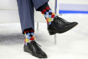 Canada’s prime minister, Justin Trudeau, wears colourful socks for a Nato summit in Brussels, Belgium