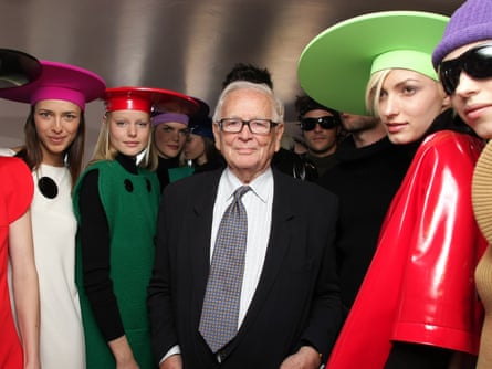 Pierre Cardin and models in his Bubble Palace in Theoule sur mer, France, in October 2008.