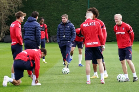 Crystal Palace manager Oliver Glasner (centre) during a training session