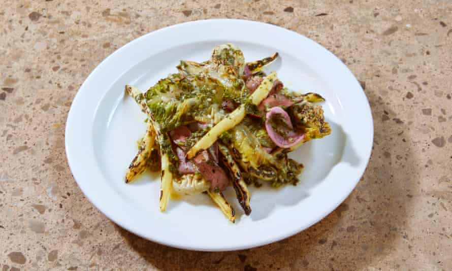 ‘Pink at the eye’: lamb’s heart salad.