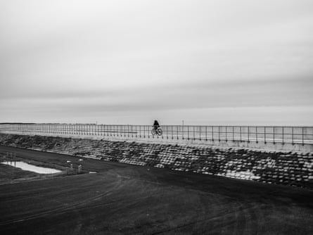 A sea defence and the stretching ahead