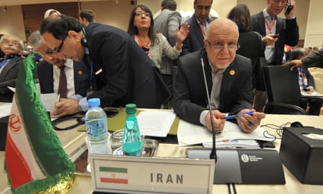 Iran’s oil minister, Bijan Zanganeh, right, at the International Energy Forum in Algiers on Tuesday.
