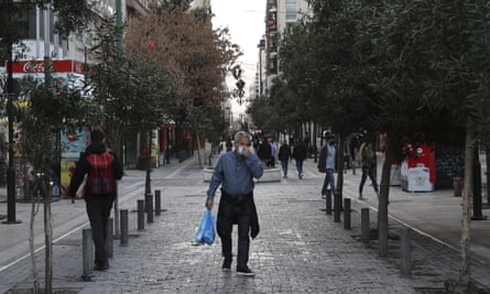 People on the streets in Athens, Greece