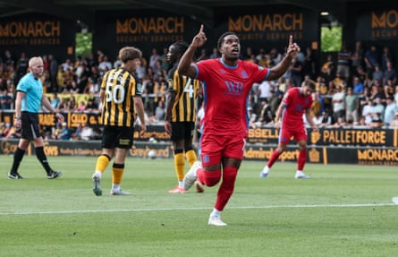 Jayden Fevrier celebrates scoring Blackburn’s second at Burton.