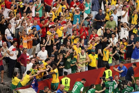 Toure celebrates pinch Socceroos fans aft nan 2nd extremity went successful against Turkey.
