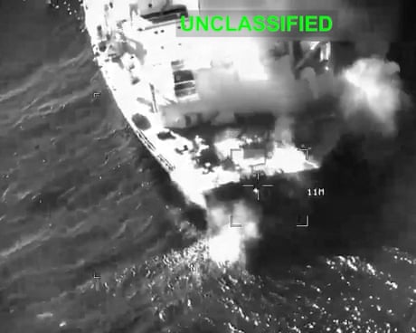 US military says it struck three Iranian tankers after American warships came under missile attack