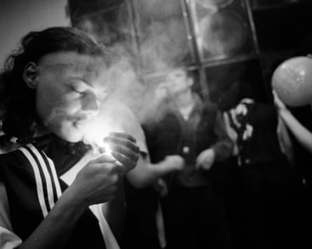 Smoking at a rave.