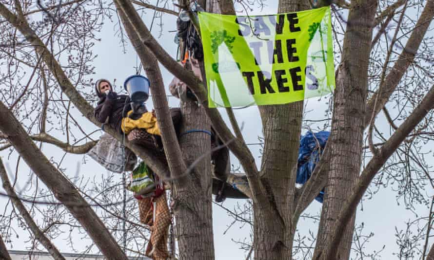 Environmental activist Marcus Carambola in York Gardens, Wandsworth, south-west London, where Taylor Wimpey wanted to fell the the 100-year-old black poplar.