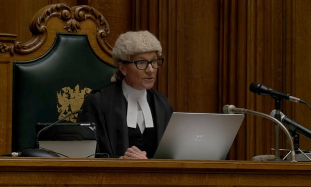 Judge Sarah Munro QC  filmed in court