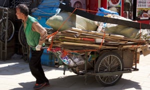 A cardboard collector near Tapgol Park in Seoul.