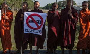 Hardline Buddhist monks rally against Rohingya Muslims in Yangon this year.