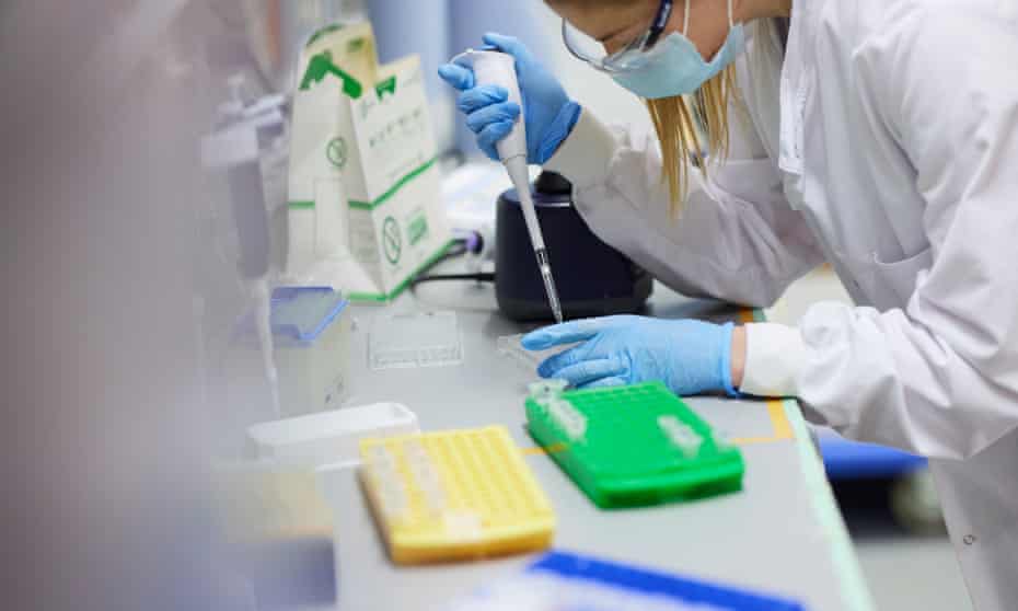A scientist tests antibody responses to the AstraZeneca vaccine in Oxford. 