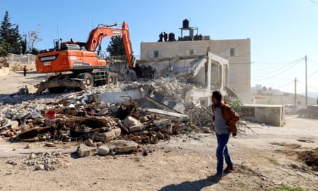 A Palestinian home being demolished in Ras al-Amud, East Jerusalem, 21 January 2023