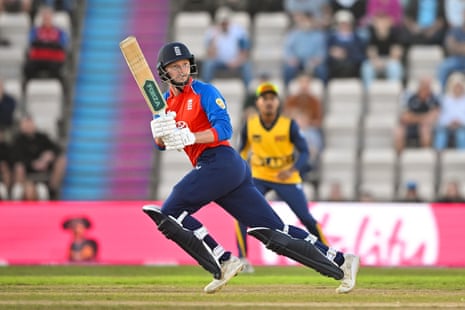 Aneurin Donald of England runs between the wickets.