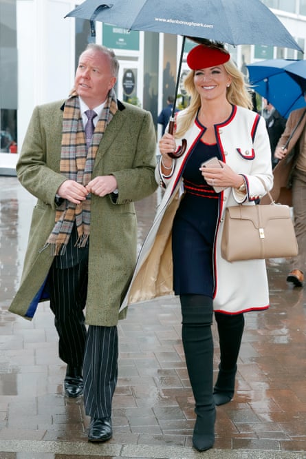 Barrowman and Mone at the Cheltenham races in 2019.