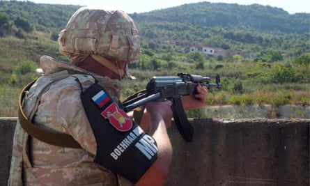 A Russian military police officer is seen in the Syrian village of Ain al-Habr last month.