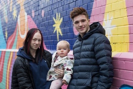 Leia Cuskern and Thomas Courtney with their daughter at Newtown Resource Centre.