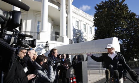 Trump at the White House. Democrats say the wall is a waste of money, and have accused Trump of using rhetoric ‘full of misinformation and even malice’.