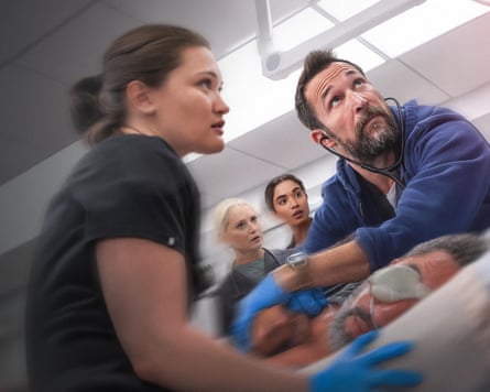 Noah Wyle, Isa Briones, Shabana Azeez and Katherine LaNasa in The Pitt.