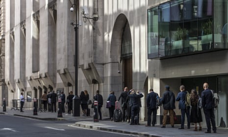 A queue outside the Old Bailey
