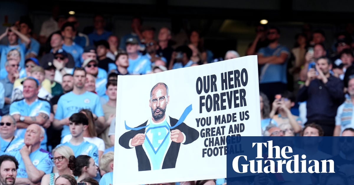 ‘He will be for ever our boss’: Manchester City fans pay tribute to Pep Guardiola