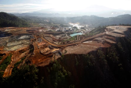 Martabe gold and silver mine seen in an aerial view in Batang Toru, North Sumatra province, Indonesia.
