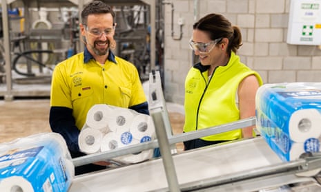 Kimberly-Clark Australia’s Millicent mill manager Adam Carpenter with managing director Belinda Driscoll. Carpenter’s advice to other businesses looking to reduce gender disparity is that it is possible, but needs to be deliberate.