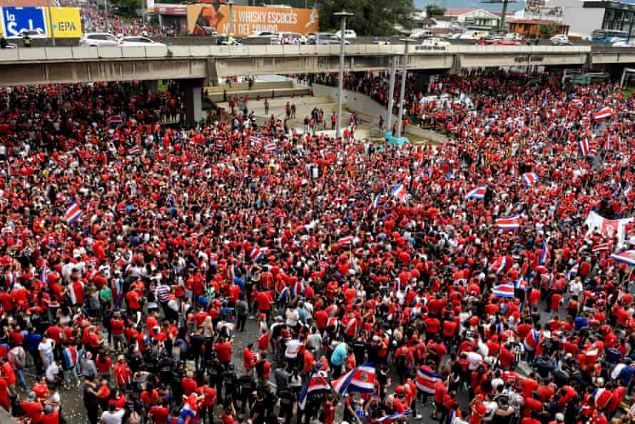 Celebrations on the streets of San José after Costa Rica clinched the final World Cup place.