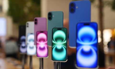 The iPhone 16 on display at the Apple Store in Regent Street, central London, in 2024
