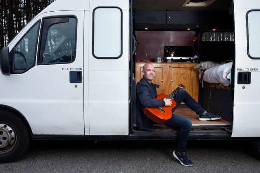 Jeremy Flynn, in his van near Ferndown, Dorset.