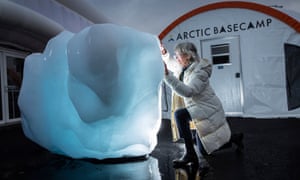 The four-ton artifact  of glacier crystal  brought from Greenland by Arctic Basecamp, founded by Gail Whiteman astatine  the University of Exeter, pictured.