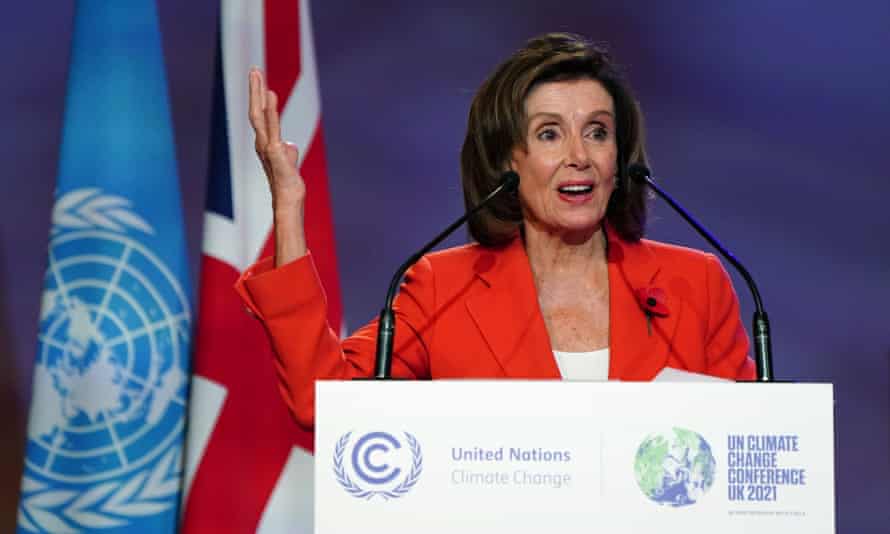 Nancy Pelosi, speaker of the House of Representatives, called for a focus on women and girls at the Cop26 summit in Glasgow