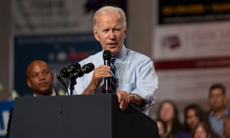 Joe Biden speaks in Rockville, Maryland, on 25 August. 
