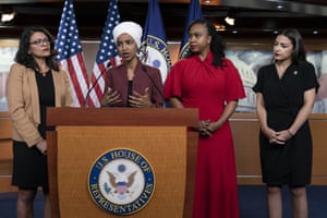 The Squad: members of congress (l to r): Tlaib, Omar, Pressley, Ocasio-Cortez