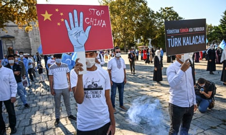 A demonstration in Beyazıt Square, Istanbul, against the Chinese government’s treatment of the Uighur minority.