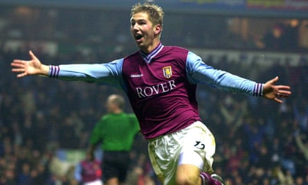 Thomas Hitzlsperger celebrates after scoring for Aston Villa in 2002