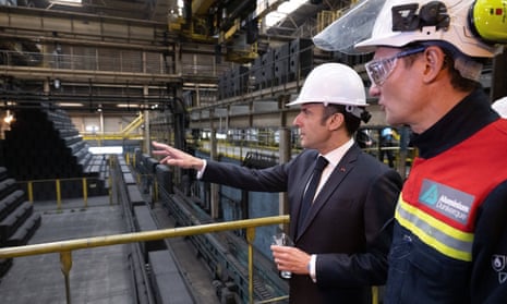 Emmanuel Macron visiting the Aluminium Dunkerque factory in Dunkirk