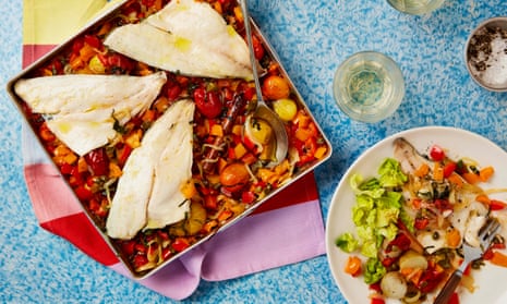 Thomasina Miers’ recipe for baked bream with tomatoes and peppers ...