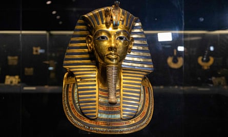 Topped with an eagle and a cobra... the enchanting death mask of Tutankhamun.