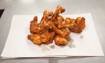 'The meat is separated from the bones so it curls up and is easily accessible': chicken wings.