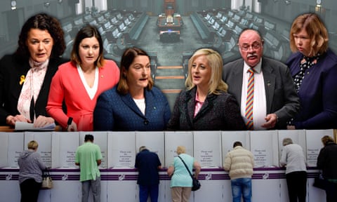 MPs holding key seats. L-R: Libby Coker, Kristy McBain, Fiona Phillips, Melissa McIntosh, Warren Entsch and Bridget Archer.