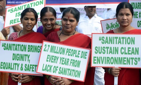 Members of Sulabh International rally in Hyderabad for decent sanitation on World Toilet Day.