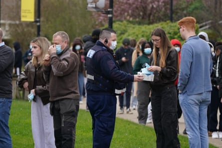 Face masks are given out to students