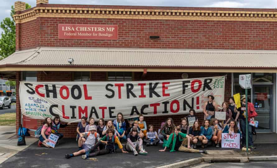 A school strike in Bendigo, NSW, last week