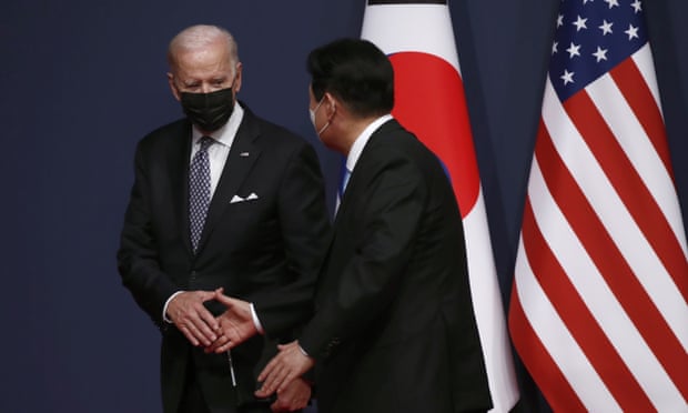 US president, Joe Biden, and South Korea’s president, Yoon Suk-yeol shake hands