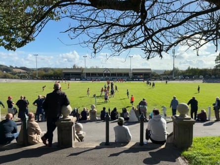 A sparse crowd watches Carmarthen play Swansea in the Super Rugby Wales competition